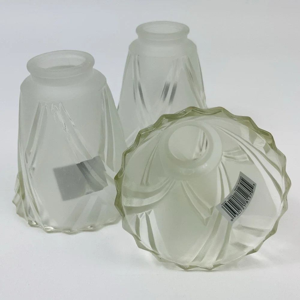 Set of 3 Light Shades Clear Frosted Glass 2 1/4 Ceiling Fan Chandelier Wall Scon